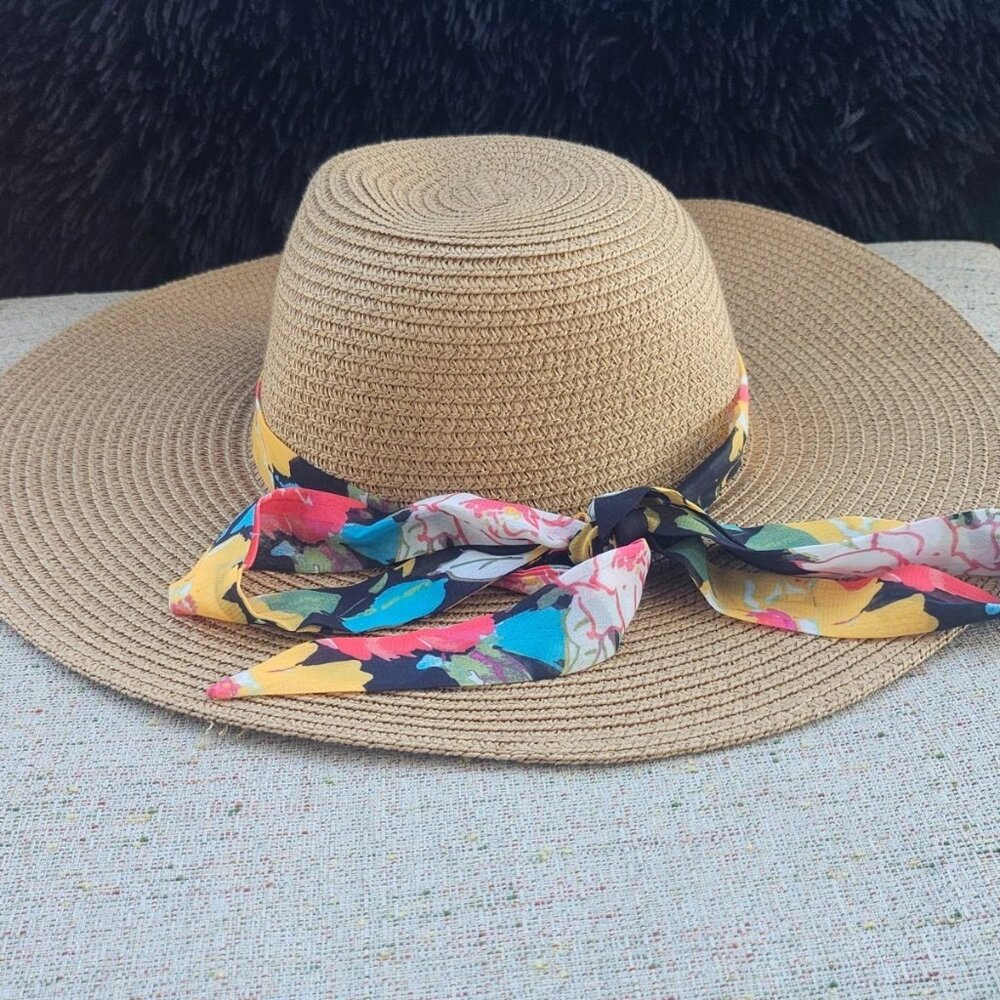 Vince Camuto Women Hat 100% Paper Cowgirl Cap Round W/ Ribbon Hat